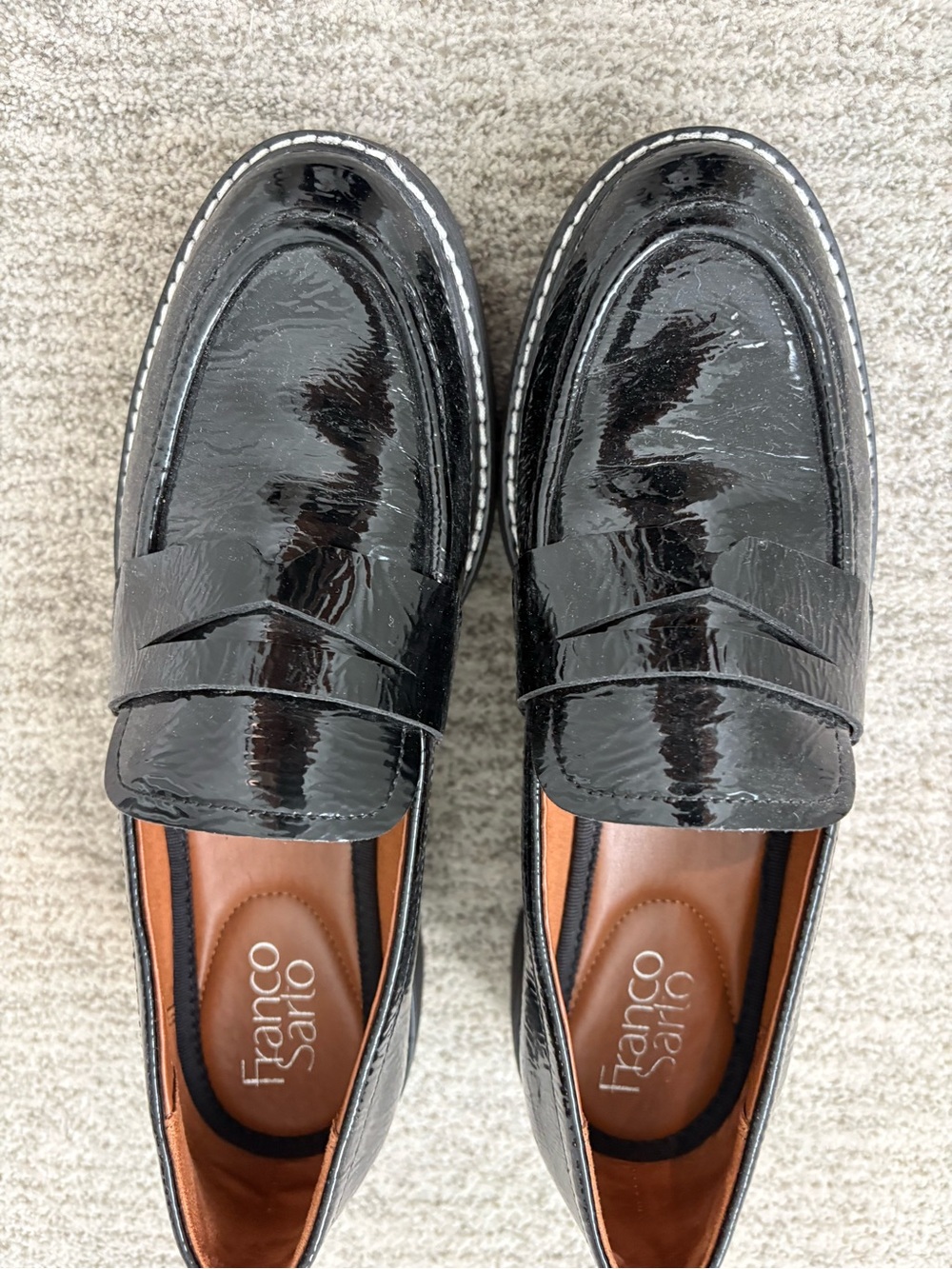 Franco Sarto Black Patent Penny Loafers